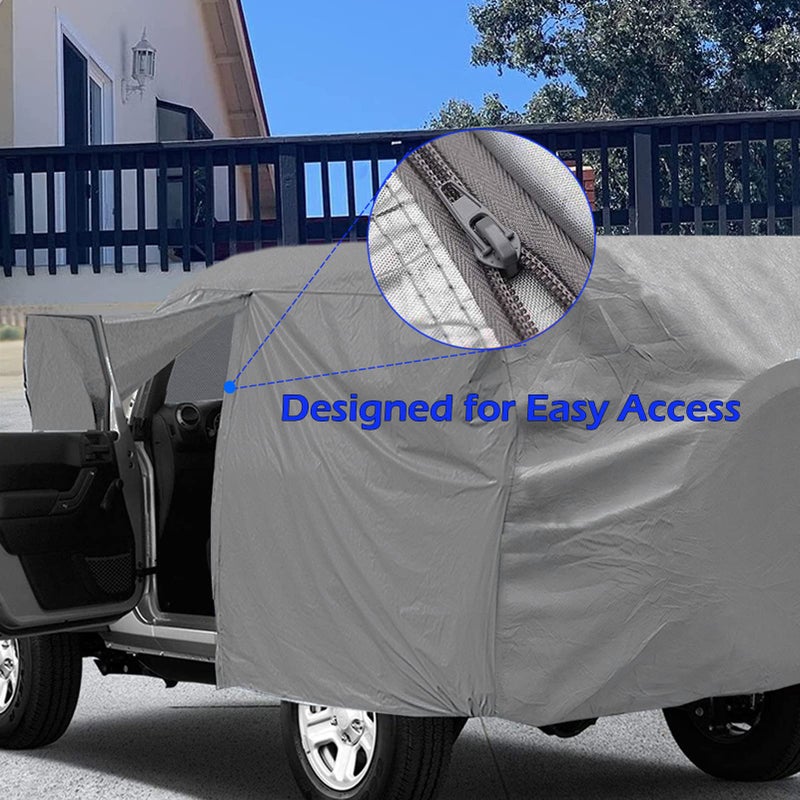 BIGANT Big Ant Car Cover for Wrangler CJ,YJ, TJ & JK 4 Door All Weather Protection Waterproof SUV Cover Custom Fit for 1987-2021 Wrangler SUV with Driver Door Zipper,Gray - Image 2